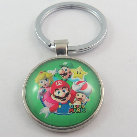 Video Game Keychain Green Background Game Characters Key Ring Fun Bag Charm Game - Picture 1 of 4